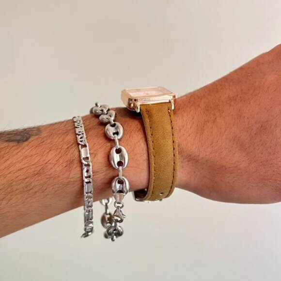 brown old money luxury square leather watch - Picture 6 of 8